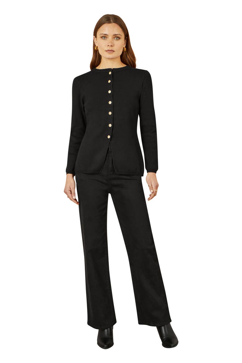 Chic Peplum Button Up Cardigan, Main, color, Black