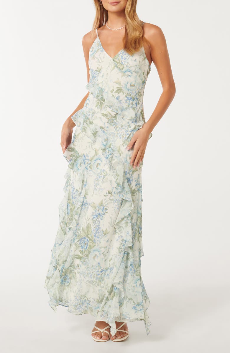 Ever New Poppy Floral Ruffle Maxi Dress, Main, color, 