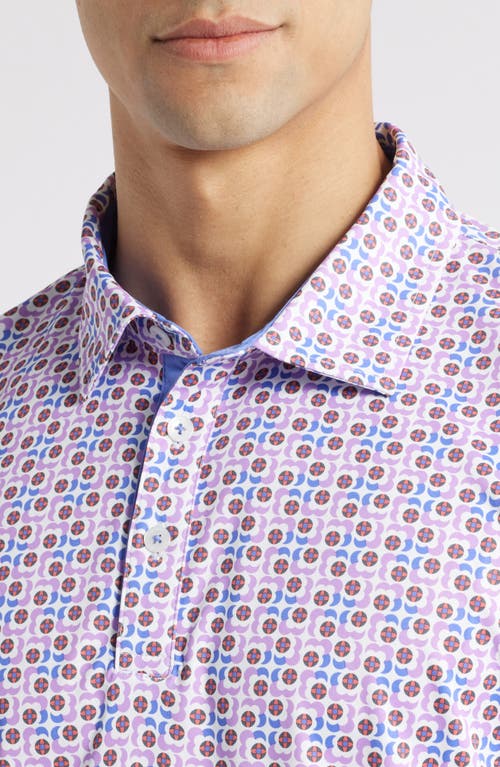 Swannies Sutton Print Golf Polo In Iris