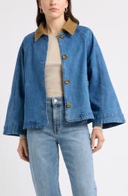 Caslon® Swing Crop Denim Trench Coat