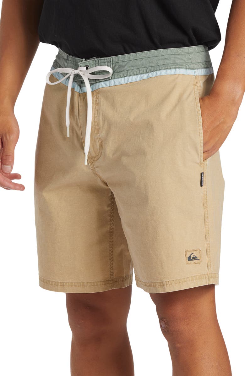 Quiksilver Street Trunk Stretch Cotton Shorts, Alternate, color, Khaki