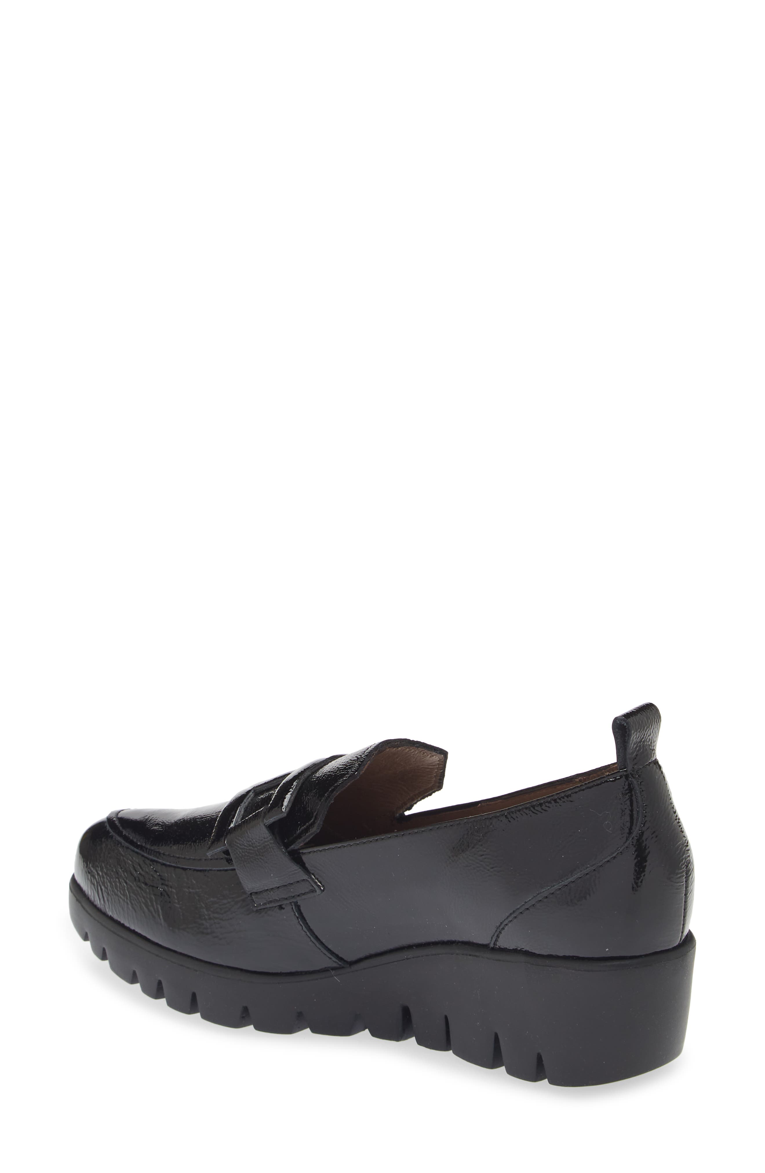 Wonders Lug Platform Wedge Loafer, Alternate, color, Textured Black Patent