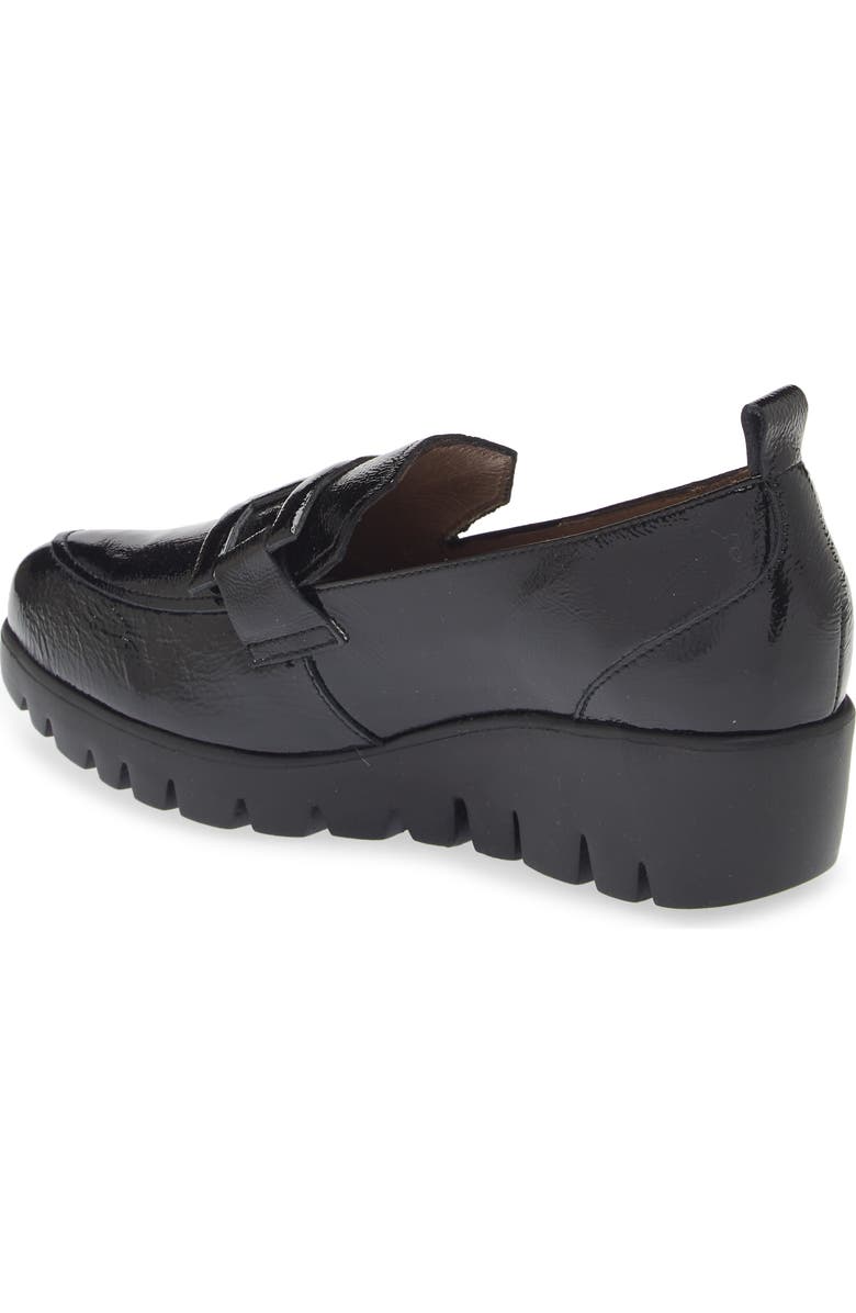 Wonders Lug Platform Wedge Loafer, Alternate, color, Textured Black Patent