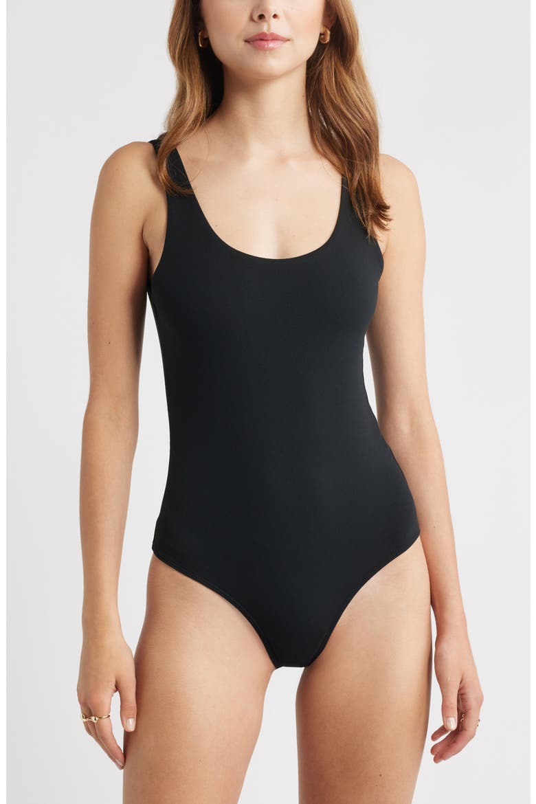 Scoop Neck Bodysuit, Alternate, color, BLACK