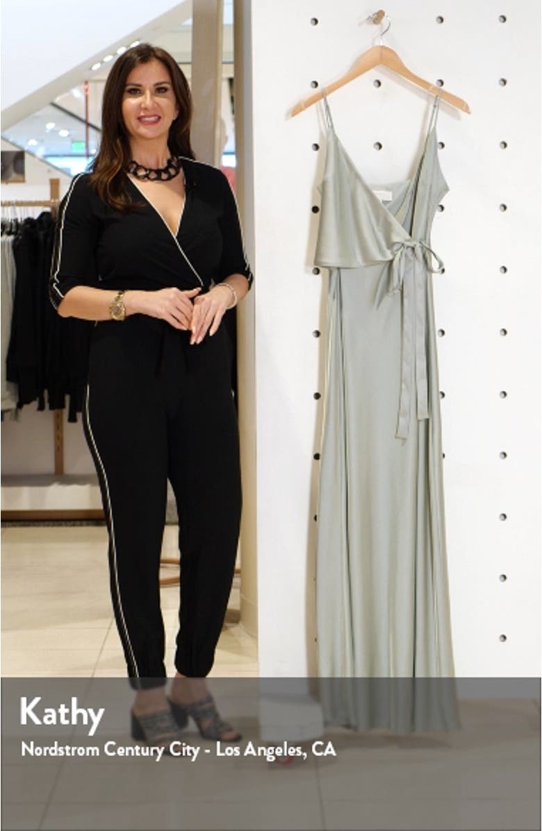 The Cooper Satin Faux Wrap Gown, sales video thumbnail