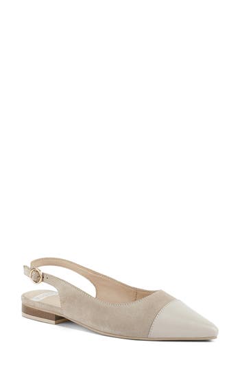 Rag & Co Women's Neutrals Uwaha Genuine Leather & Real Suede Slingback Flats In Beige In Beige