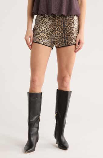 LE LIS Leopard Sequin Micro Shorts