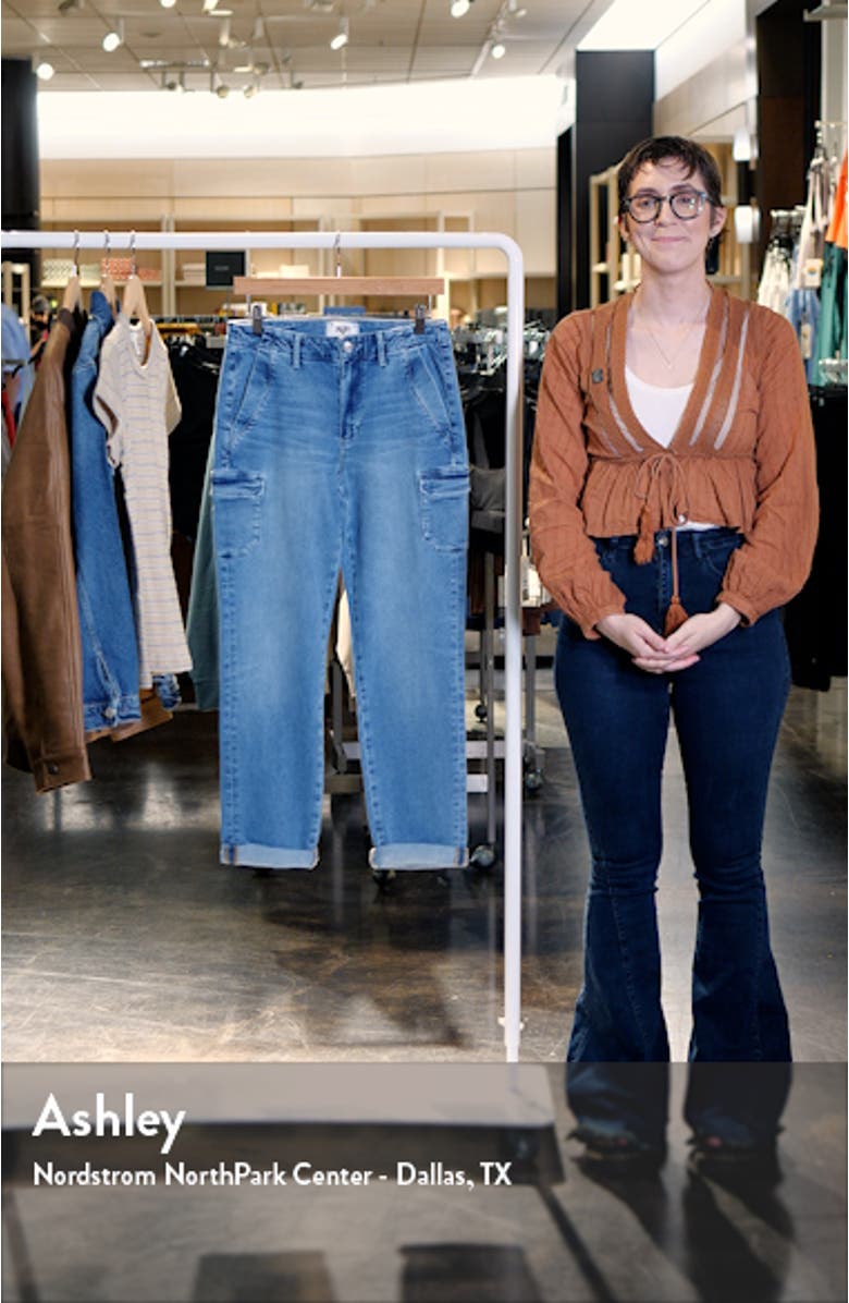 Drew Cargo Pocket Cuffed Ankle Jeans, sales video thumbnail