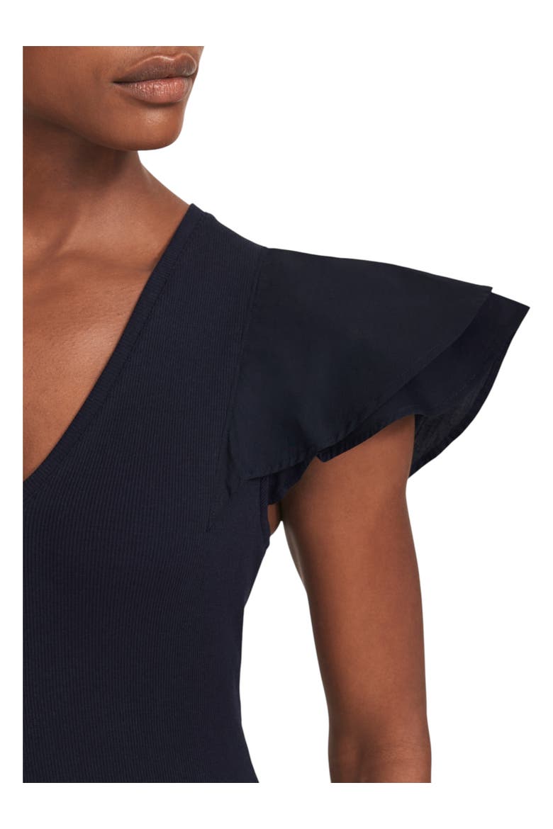 Puff Sleeve Jersey Midi Dress, Alternate, color, Navy