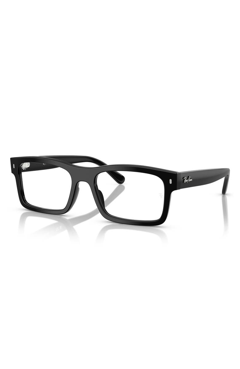 Ray-Ban 54mm Rectangular Optical Glasses, Alternate, color, Black