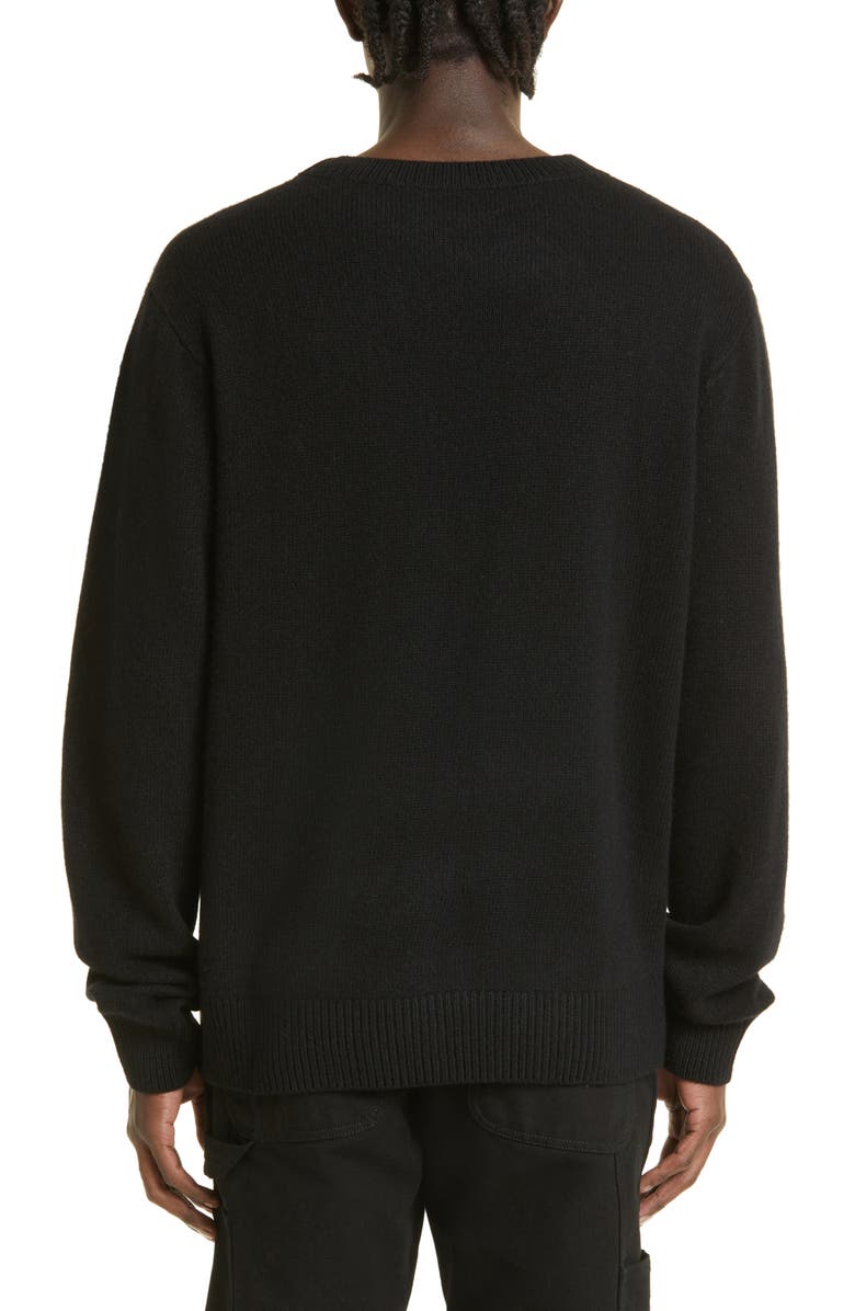 The Elder Statesman Gender Inclusive Simple Cashmere Sweater, Alternate, color, Black