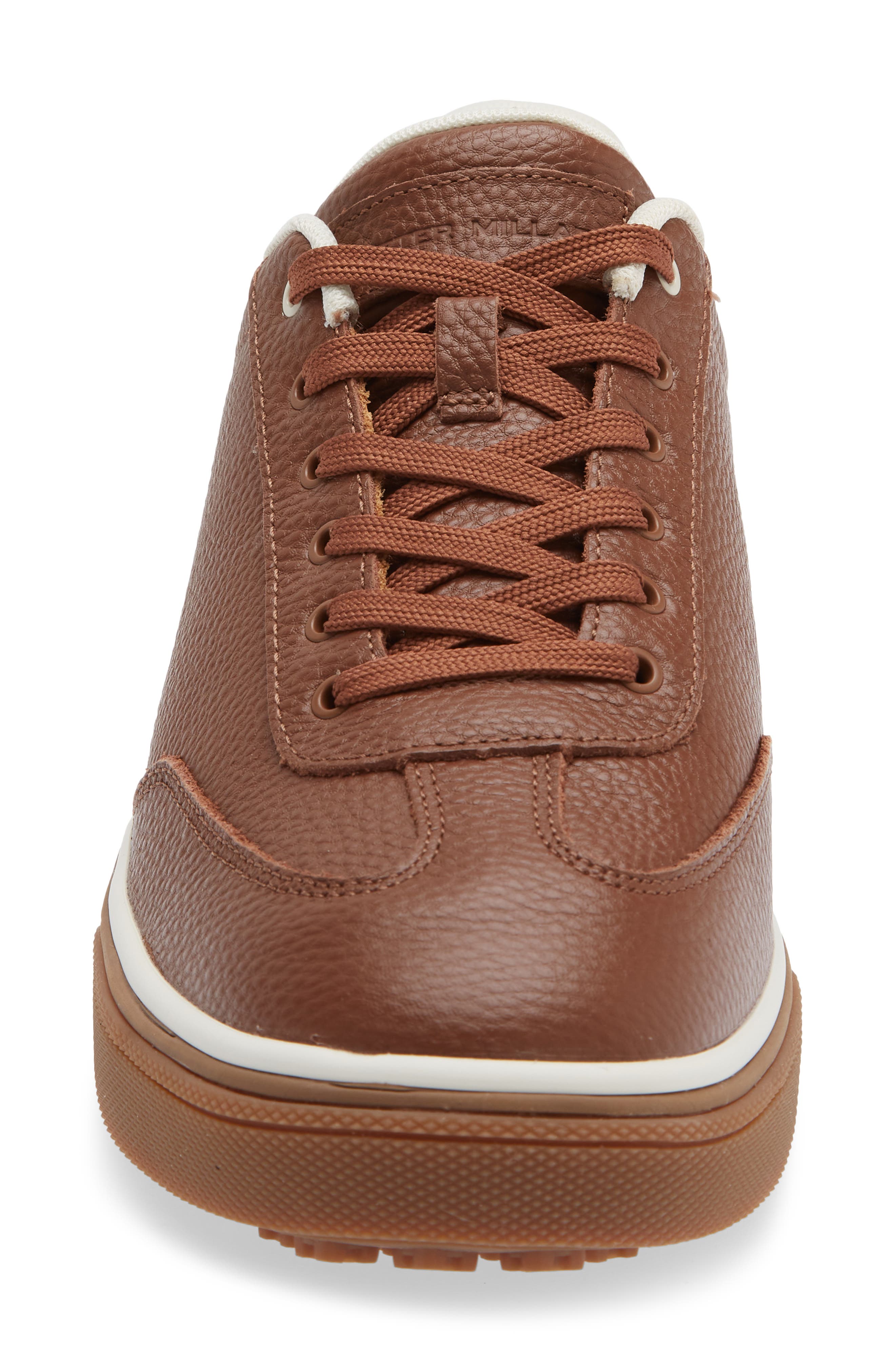 Peter Millar Drift Hybrid Water Resistant Leather Golf Shoe, Alternate, color, Whiskey
