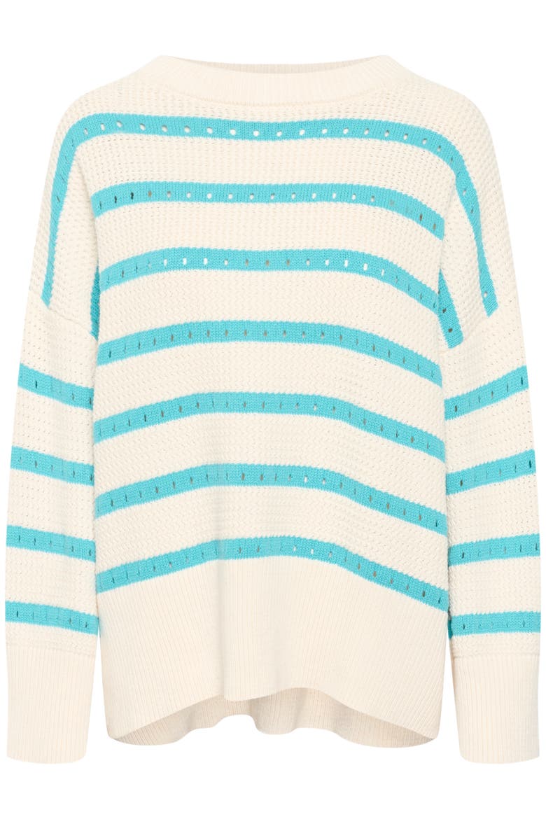 Ravalina Stripes Casual Fit Pullover, Alternate, color, White and Sea Jet Stripe