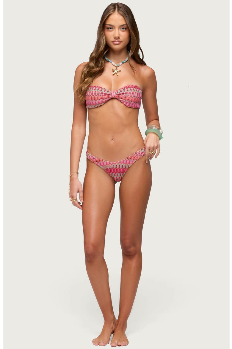Livy Zigzag Knit Bikini Bottoms, Alternate, color, PINK