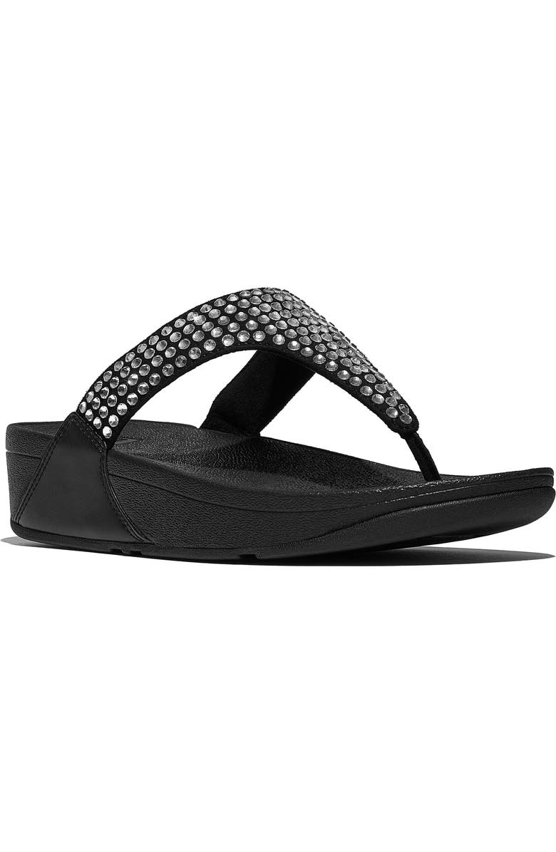 FitFlop Lulu Maxi-crystal toe-post sandals, Main, color, Black