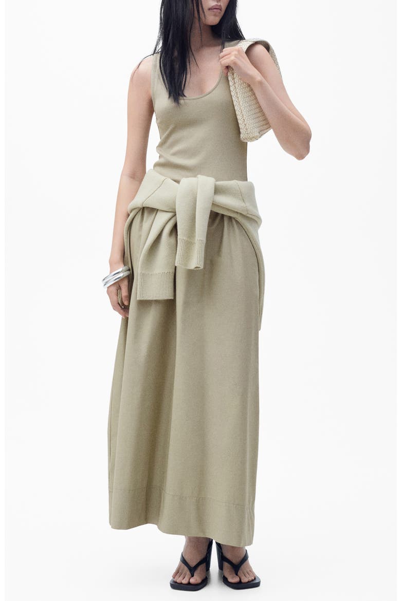 Valvi Mixed Media Maxi Dress, Main, color, KHAKI