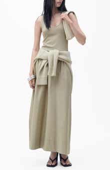 MANGO Valvi Mixed Media Maxi Dress