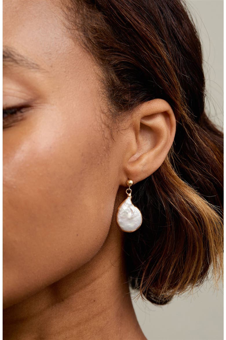Gracie Freshwater Pearl Drop Earrings, Alternate, color, GOLD
