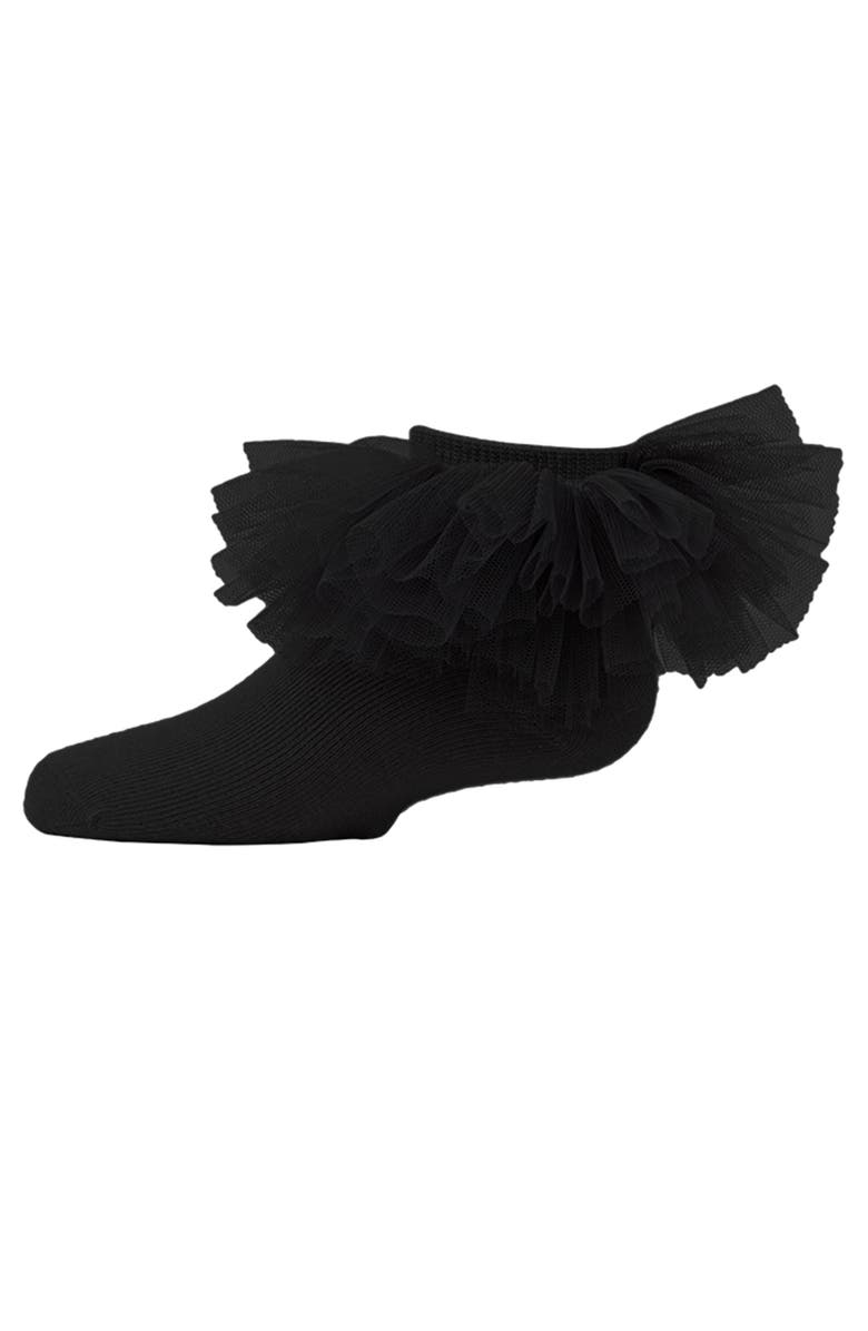 MeMoi Oversized Tutu Ballerina Anklet Socks, Main, color, Black