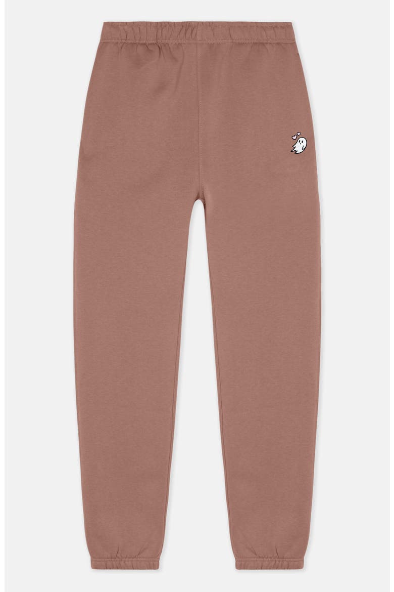 Heartly Ghost Midweight Relaxed Fleece Track Pants, Alternate, color, Hazy Pink