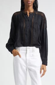 Isabel Marant Étoile Polda Lace & Pintucked Long Sleeve Shirt
