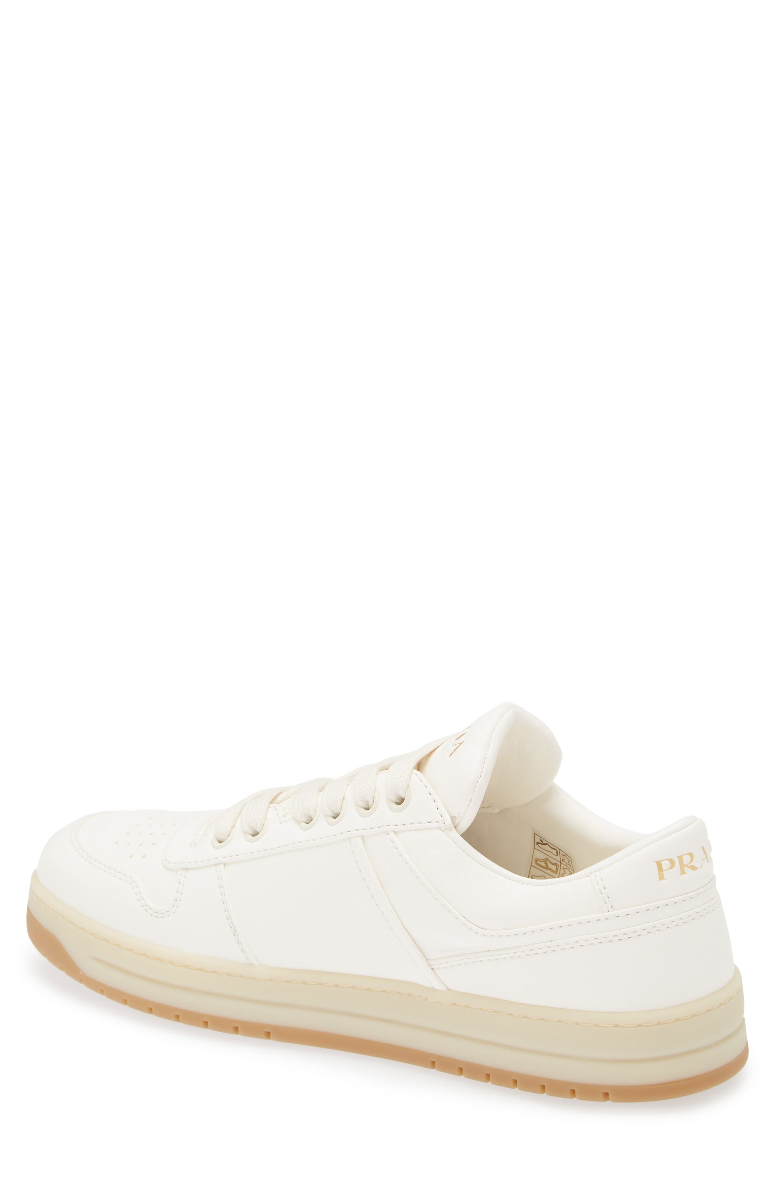 Prada Downtown Leather Sneaker, Alternate, color, Avorio