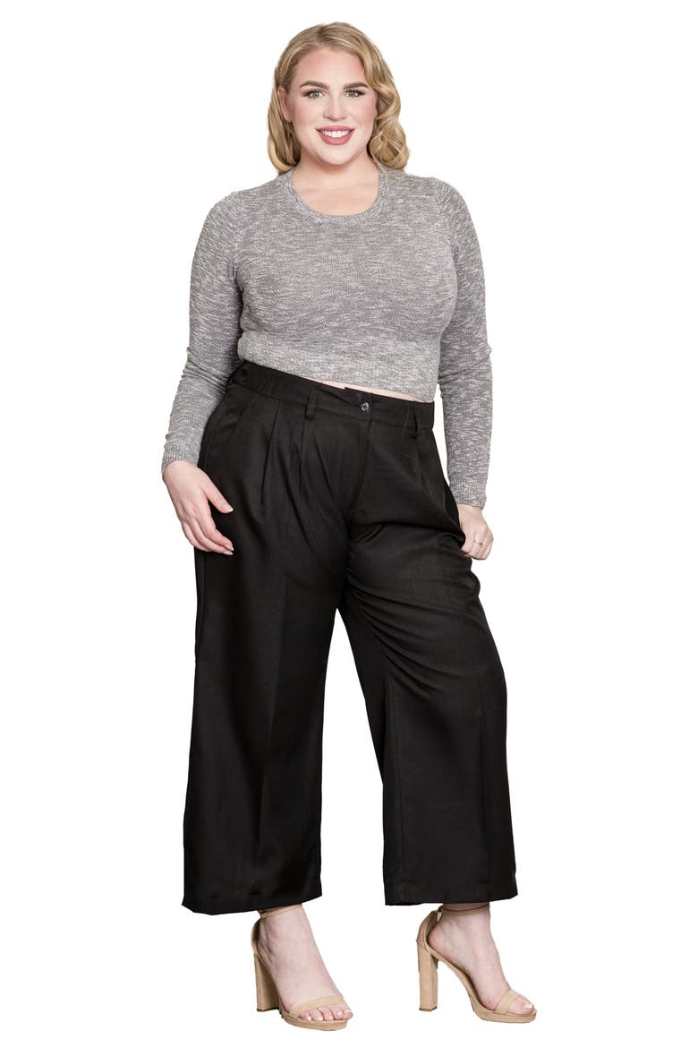Crop Wide Leg Pants, Alternate, color, BLACK