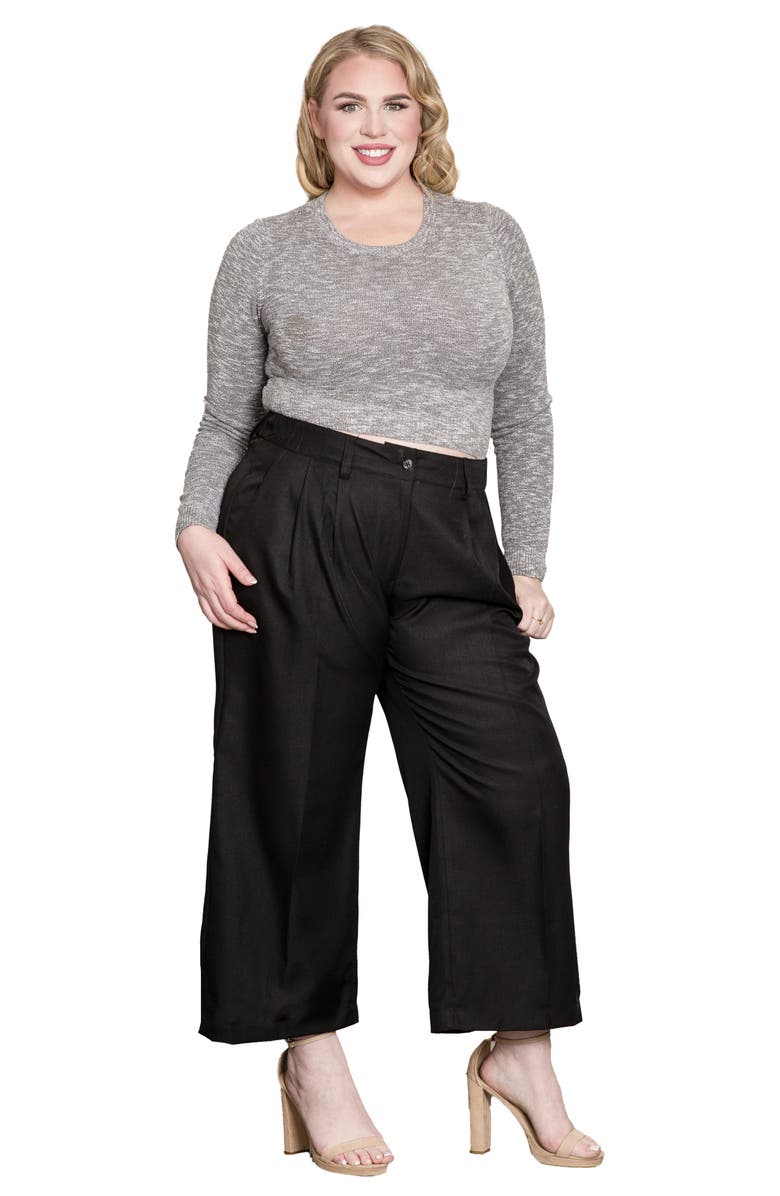 Standards & Practices Crop Wide Leg Pants, Alternate, color, Black