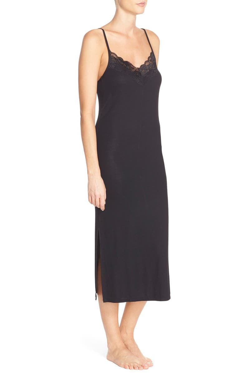 Nordstrom Lingerie Ribbed Jersey Chemise, Alternate, color, 