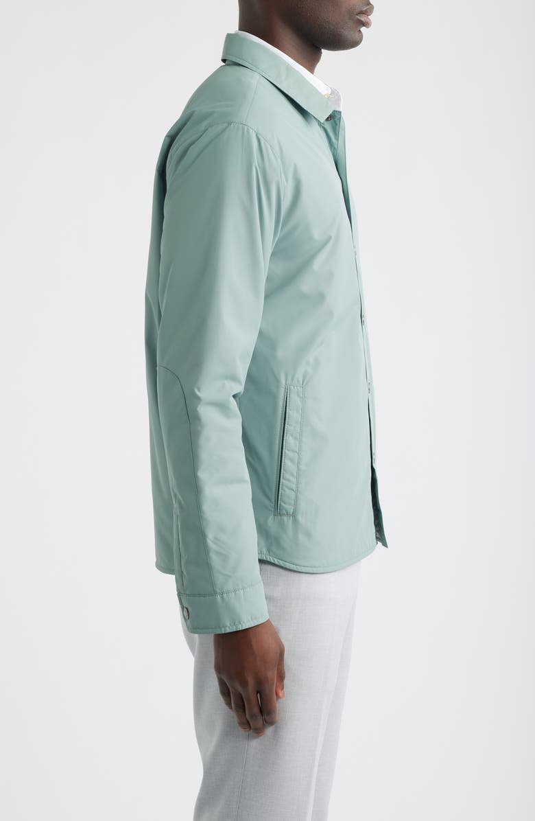 Peter Millar Brighton Water Resistant Snap Front Shirt Jacket, Alternate, color, Willow