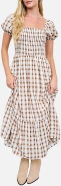 Blu Pepper Smock Plaid Midi Dress