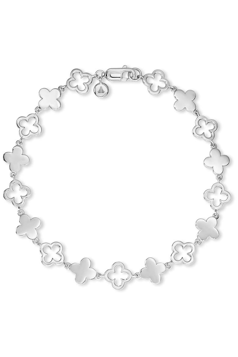 Clover Chain Bracelet in Rhodium Plated Sterling Silver, 8mm, Main, color, Silver