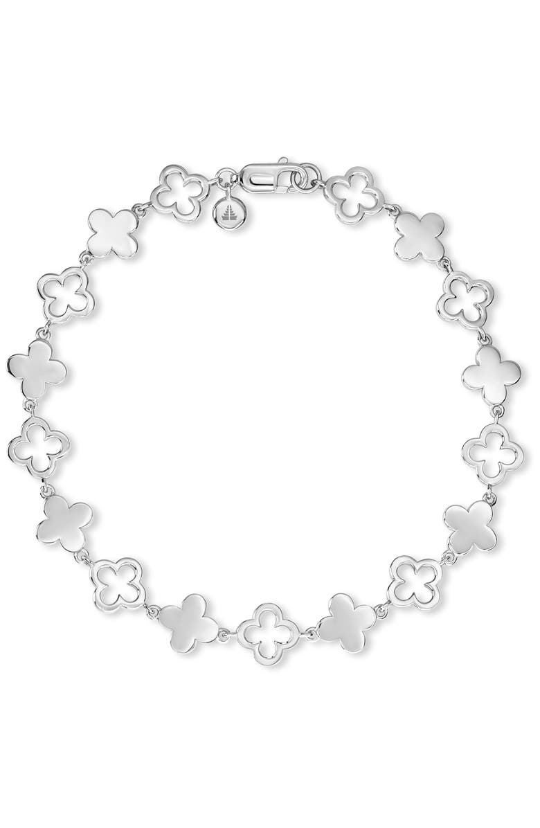 DEVATA Clover Chain Bracelet in Rhodium Plated Sterling Silver, 8mm, Main, color, Silver