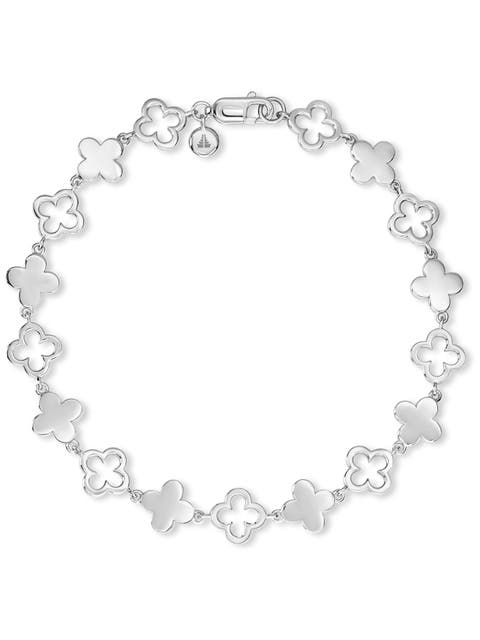 Clover Chain Bracelet in Rhodium Plated Sterling Silver, 8mm