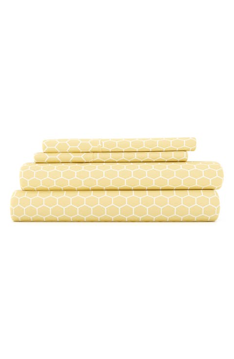 HOME SPUN Premium Ultra Soft Honeycomb Pattern 4-Piece Bed Sheet Set