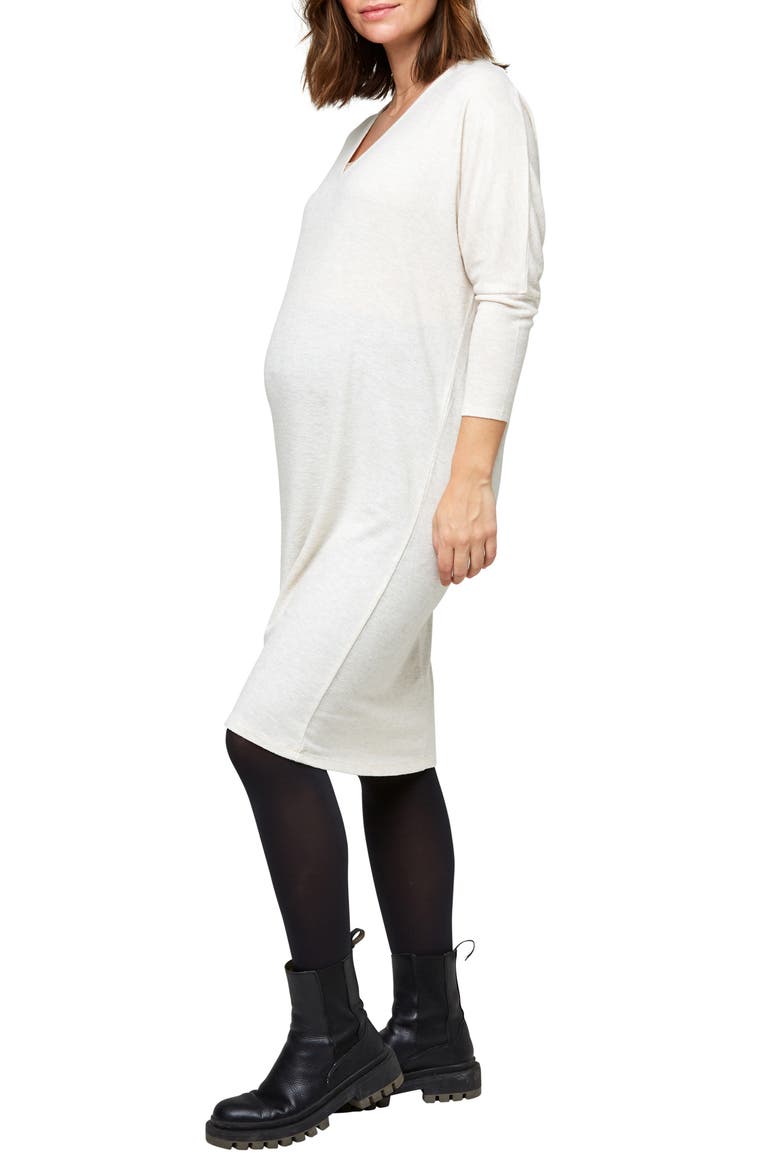 Quinn Maternity Dress, Alternate, color, OATMEAL HACCI