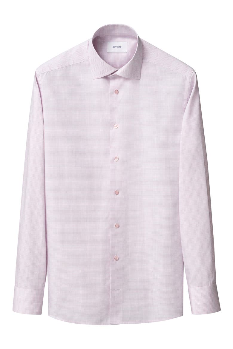 Slim Fit Prince of Wales Check Dress Shirt, Alternate, color, MEDIUM PINK
