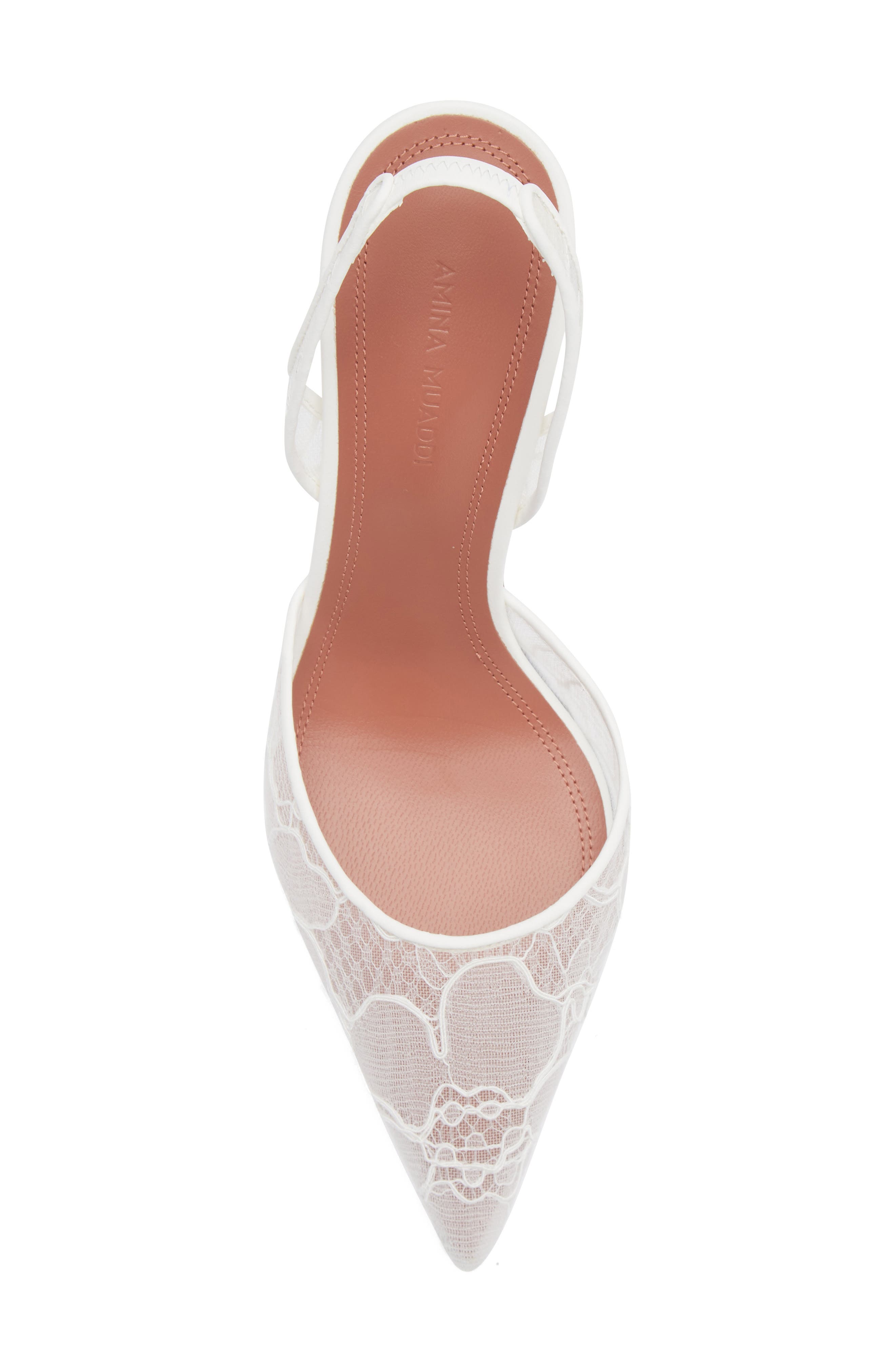 Amina Muaddi Holli Lace Slingback Pump, Alternate, color, Ivory