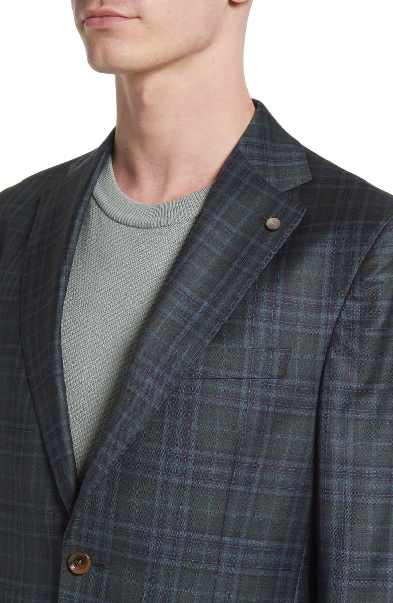 Jack Victor Midland Unconstructed Plaid Wool Sport Coat, Alternate, color, 