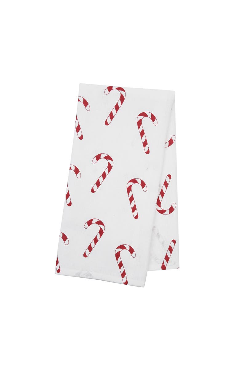 C&F Home Christmas Candy Cane Pattern Printed 100% Cotton Flour Sack Dishtowel, Main, color, White