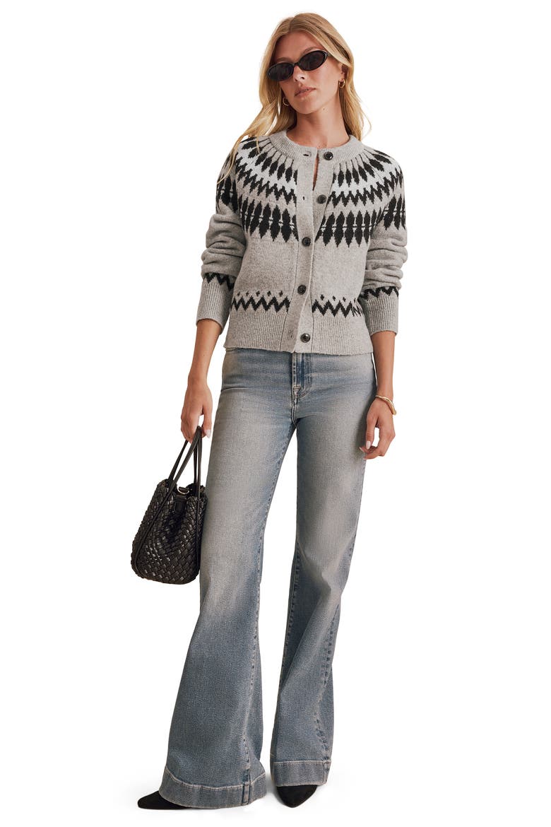 Fina Fair Isle Cardigan, Alternate, color, ICE HEATHER GREY