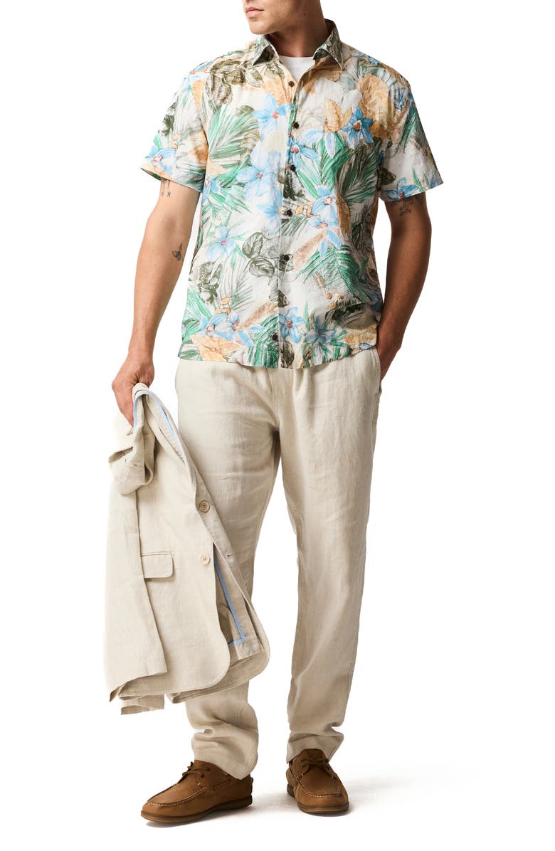 Rodd & Gunn Otokia Tropical Short Sleeve Button-Up Shirt, Alternate, color, Botanical