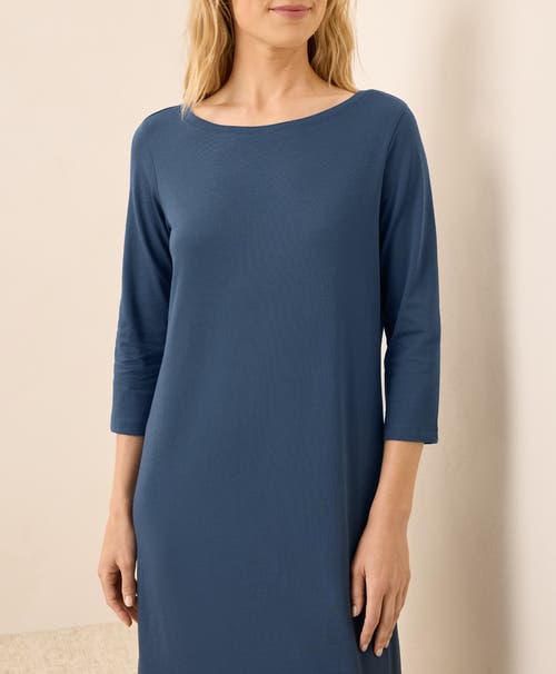 Pact Organic Cotton Softspun Boat Neck Dress In Blue