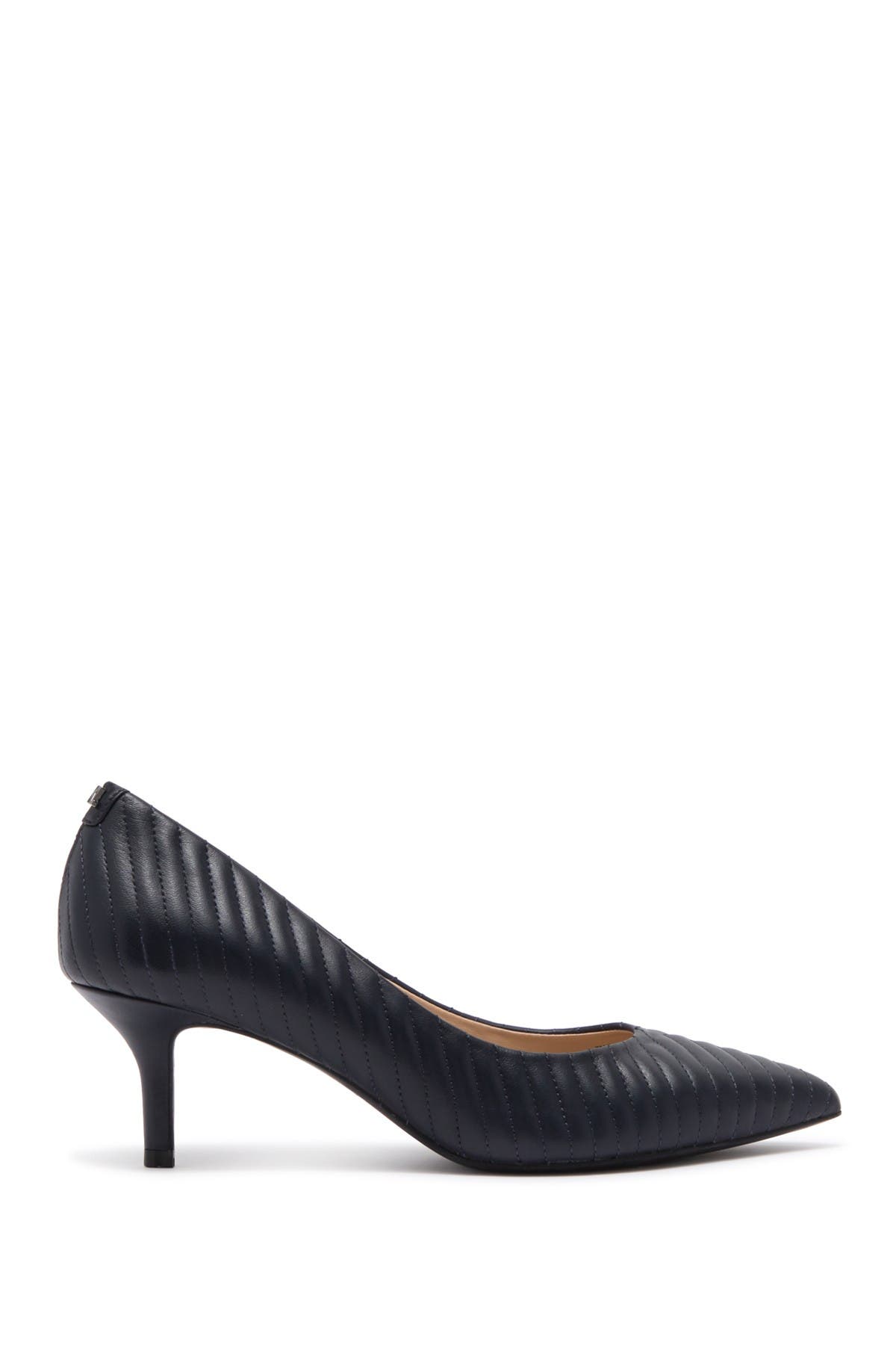 KARL LAGERFELD PARIS Rosette Quilted Pointed Toe Pump, Alternate, color, Midnight