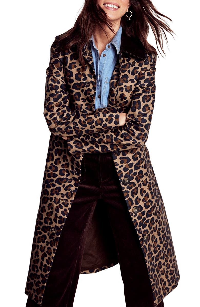 Boden Lancaster Leopard Print Mac Coat, Main, color, Leopard