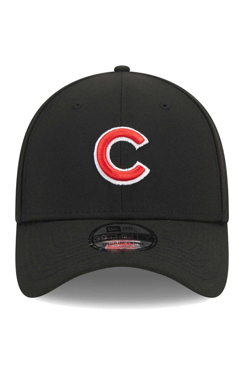 New Era Men's New Era Black Chicago Cubs Logo 39THIRTY Flex Hat, Alternate, color, Black