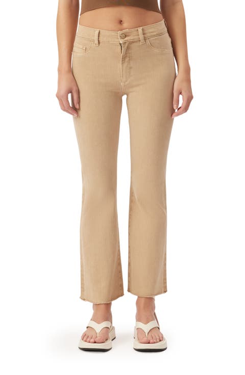 Bridget Instasculpt Raw Hem Ankle Bootcut Jeans (Sand)
