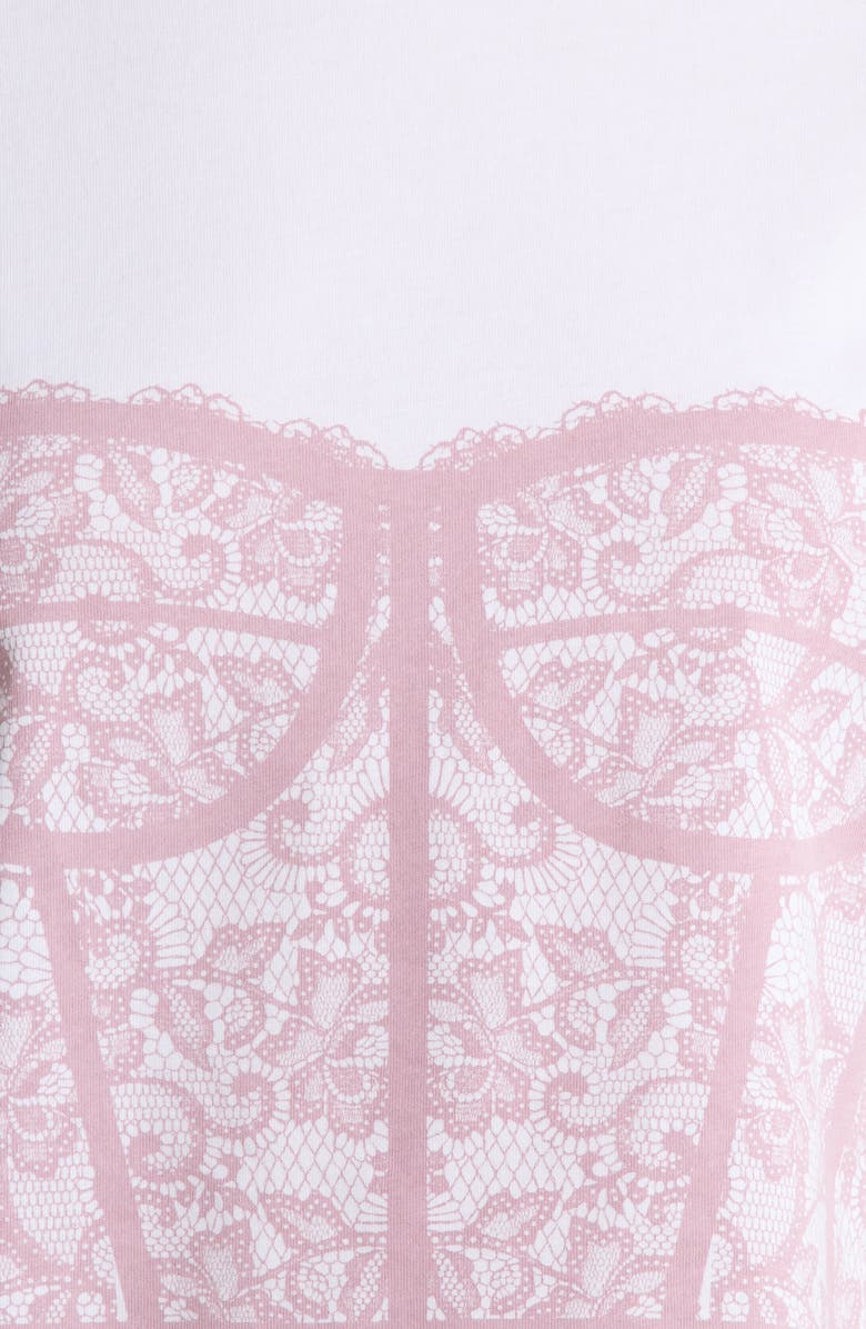 Florence by Mills Corset Graphic Crop Tee, Alternate, color, Bright White/Dawn Pink