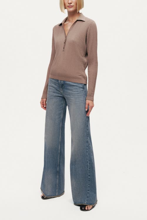 Nocturne Ribbed Polo Knit Sweater In Brown