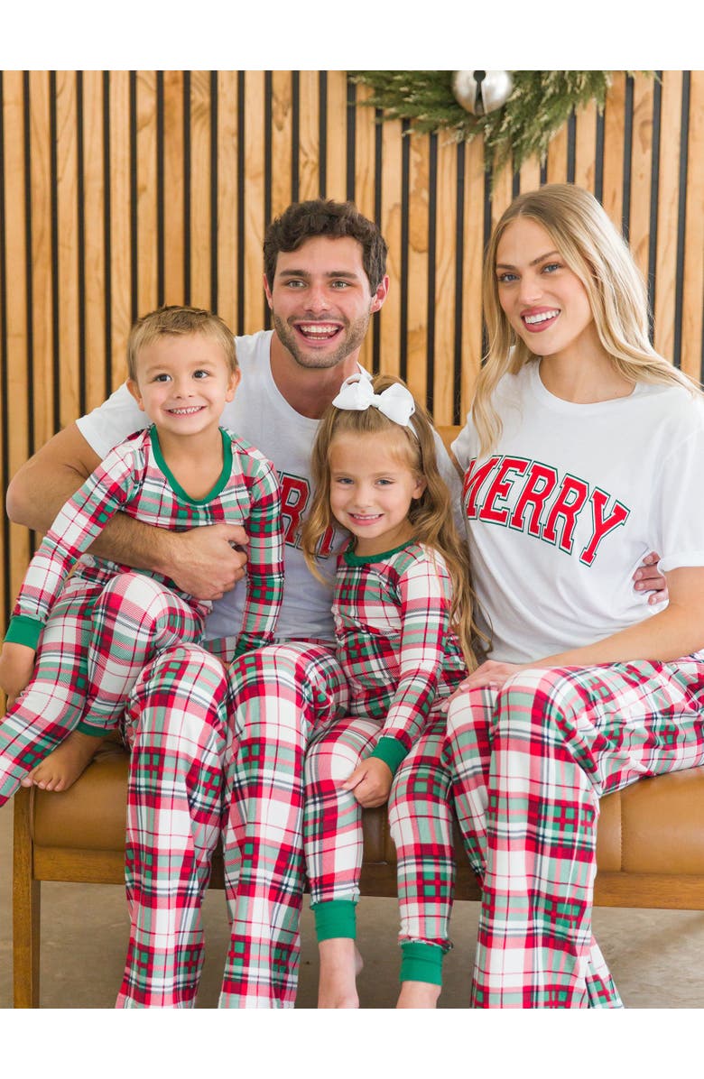 RuffleButts Modal Blend Toddler Girls Ruffle Long Sleeve Pajama Set, Alternate, color, Dashing Dreams Plaid